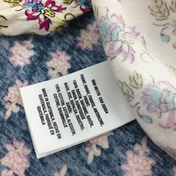 Anthropologie Maeve Floral Damask Print Top Size Extra Small Cream Blue Boho XS - Picture 4 of 6